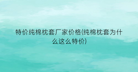 特价纯棉枕套厂家价格(纯棉枕套为什么这么特价)