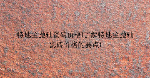 特地全抛釉瓷砖价格(了解特地全抛釉瓷砖价格的要点)