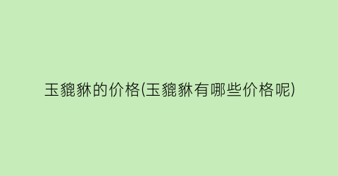 “玉貔貅的价格(玉貔貅有哪些价格呢)