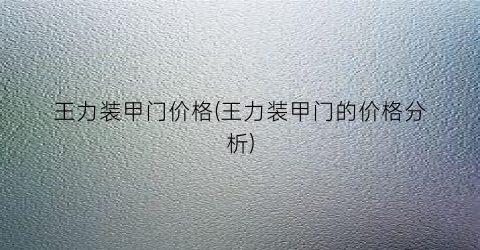 “王力装甲门价格(王力装甲门的价格分析)