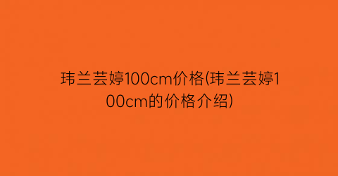 玮兰芸婷100cm价格(玮兰芸婷100cm的价格介绍)