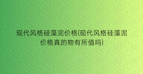 现代风格硅藻泥价格(现代风格硅藻泥价格真的物有所值吗)