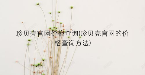 珍贝壳官网价格查询(珍贝壳官网的价格查询方法)