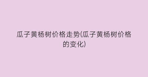 瓜子黄杨树价格走势(瓜子黄杨树价格的变化)