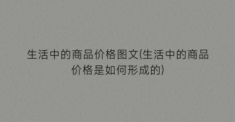 生活中的商品价格图文(生活中的商品价格是如何形成的)