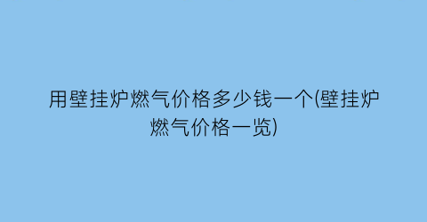 用壁挂炉燃气价格多少钱一个(壁挂炉燃气价格一览)