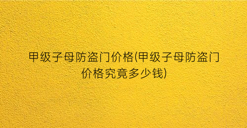 甲级子母防盗门价格(甲级子母防盗门价格究竟多少钱)