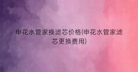 申花水管家换滤芯价格(申花水管家滤芯更换费用)
