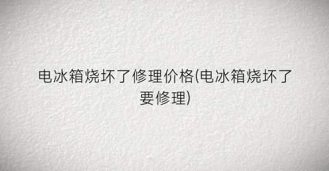 “电冰箱烧坏了修理价格(电冰箱烧坏了要修理)