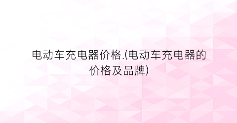 电动车充电器价格.(电动车充电器的价格及品牌)