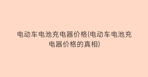 电动车电池充电器价格(电动车电池充电器价格的真相)