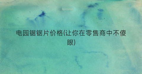 电园锯锯片价格(让你在零售商中不傻眼)