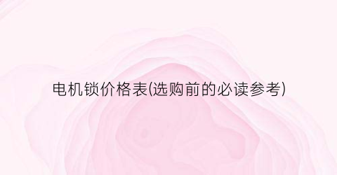 电机锁价格表(选购前的必读参考)