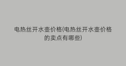 电热丝开水壶价格(电热丝开水壶价格的卖点有哪些)