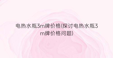 电热水瓶3m牌价格(探讨电热水瓶3m牌价格问题)