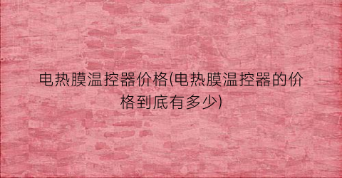 电热膜温控器价格(电热膜温控器的价格到底有多少)