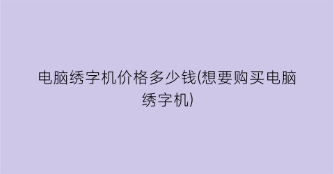 电脑绣字机价格多少钱(想要购买电脑绣字机)
