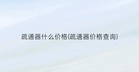 疏通器什么价格(疏通器价格查询)
