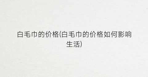 白毛巾的价格(白毛巾的价格如何影响生活)