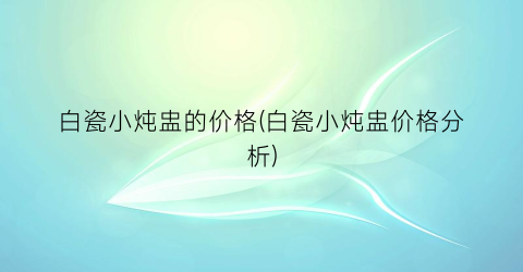白瓷小炖盅的价格(白瓷小炖盅价格分析)
