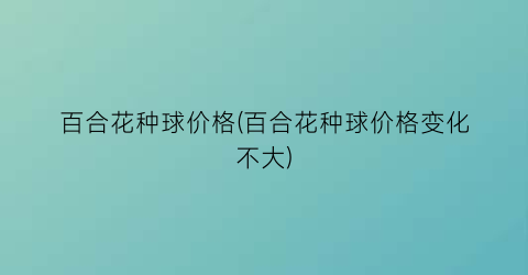 百合花种球价格(百合花种球价格变化不大)