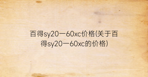 百得sy20一60xc价格(关于百得sy20一60xc的价格)