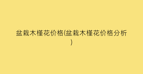 盆栽木槿花价格(盆栽木槿花价格分析)