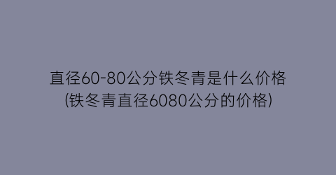 直径60-80公分铁冬青是什么价格(铁冬青直径6080公分的价格)