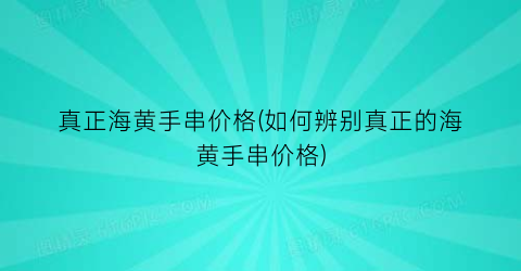 “真正海黄手串价格(如何辨别真正的海黄手串价格)