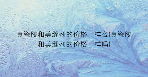 真瓷胶和美缝剂的价格一样么(真瓷胶和美缝剂的价格一样吗)