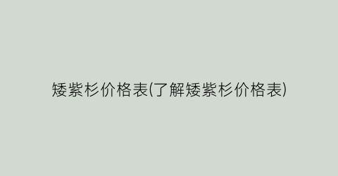 矮紫杉价格表(了解矮紫杉价格表)