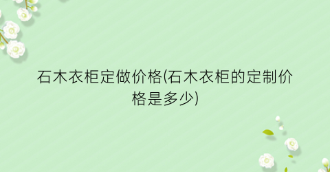 石木衣柜定做价格(石木衣柜的定制价格是多少)