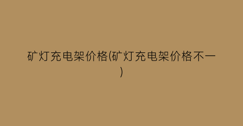 矿灯充电架价格(矿灯充电架价格不一)