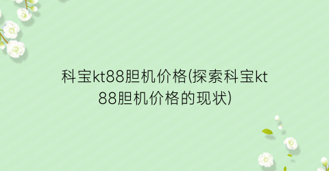科宝kt88胆机价格(探索科宝kt88胆机价格的现状)