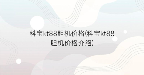 “科宝kt88胆机价格(科宝kt88胆机价格介绍)