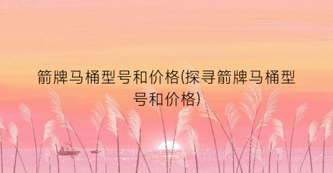 箭牌马桶型号和价格(探寻箭牌马桶型号和价格)