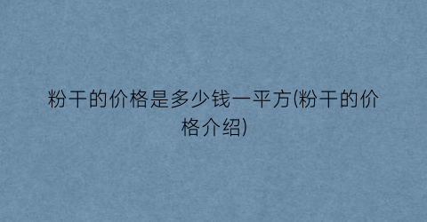 粉干的价格是多少钱一平方(粉干的价格介绍)
