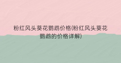 粉红风头葵花鹦鹉价格(粉红风头葵花鹦鹉的价格详解)