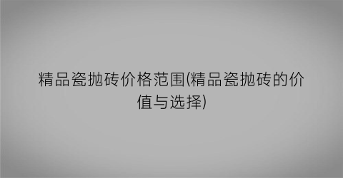 精品瓷抛砖价格范围(精品瓷抛砖的价值与选择)
