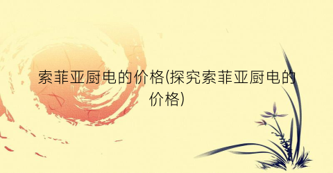 索菲亚厨电的价格(探究索菲亚厨电的价格)