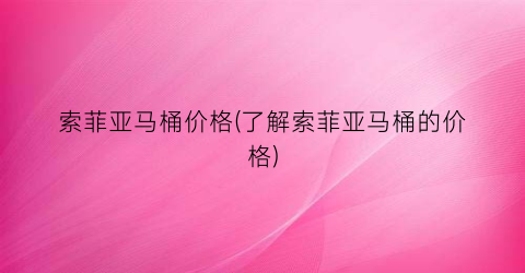索菲亚马桶价格(了解索菲亚马桶的价格)