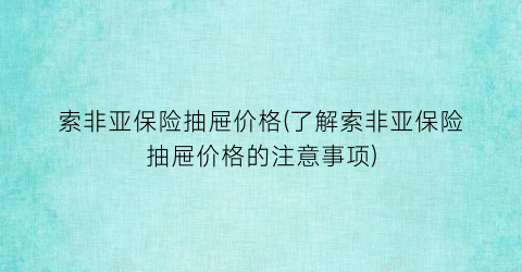 “索非亚保险抽屉价格(了解索非亚保险抽屉价格的注意事项)