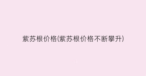 紫苏根价格(紫苏根价格不断攀升)