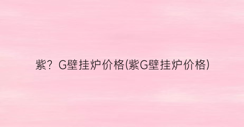 紫？G壁挂炉价格(紫G壁挂炉价格)