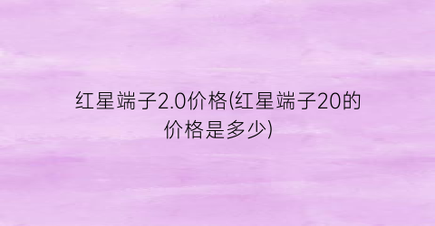 红星端子2.0价格(红星端子20的价格是多少)