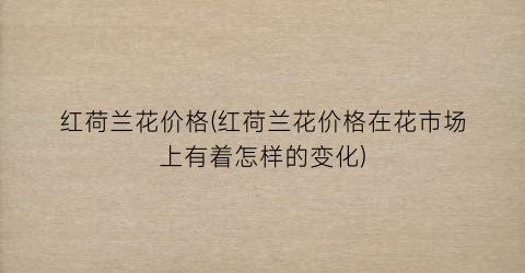 红荷兰花价格(红荷兰花价格在花市场上有着怎样的变化)