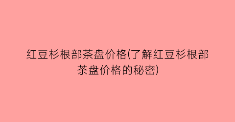 红豆杉根部茶盘价格(了解红豆杉根部茶盘价格的秘密)