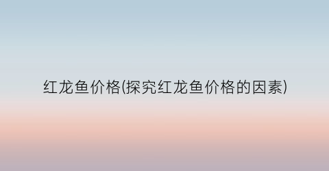 “红龙鱼价格(探究红龙鱼价格的因素)