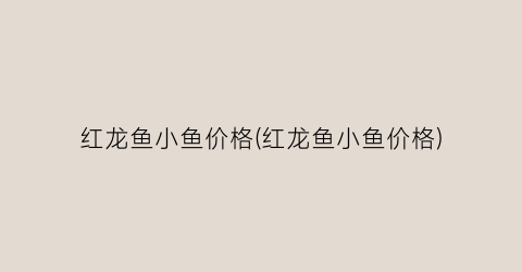 红龙鱼小鱼价格(红龙鱼小鱼价格)
