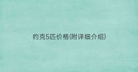 约克5匹价格(附详细介绍)